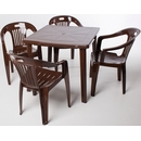 Набор пластиковой мебели, квадратный стол и 4 кресла Комфорт-1, цвет: шоколадный