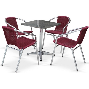 Комплект садовой мебели LFT-3099F-T3125-60x60 Bordo 4Pcs (алюминий, иск.ротанг)