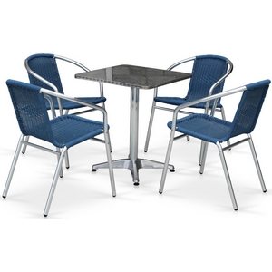 Комплект садовой мебели LFT-3199E-T3125-60x60 Blue 4Pcs (алюминий, иск.ротанг)