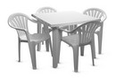 Пластиковый комплект мебели (стол + 4 кресла) белый