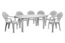 Пластиковый комплект мебели (стол + 6 кресел) белый