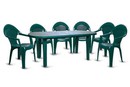 Пластиковый комплект мебели (стол + 6 кресел) зелёный