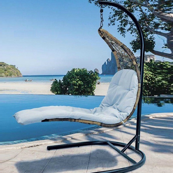 Купить Подвесное садовое кресло-шезлонг Relaxa (коричневое) на grand-dacha.ru 8571-Relaxa