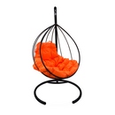 Подвесное кресло металл Кокон Капля (чёрный-оранжевый)