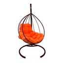 Подвесное кресло металл Кокон Капля (коричневый-оранжевый)