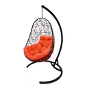 Подвесное кресло иск.ротанг Кокон Овал (чёрный-оранжевый)