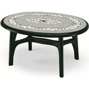 Стол пластиковый OVOLONE 1500 DECO TOP (цвет зеленый с мозаикой, овальный) 1805