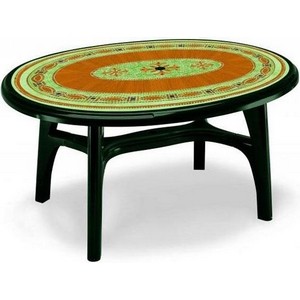 Стол пластиковый OVOLONE 1500 DECO TOP (цвет зеленый с мозаикой, овальный) 930