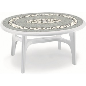 Стол пластиковый OVOLONE 1500 DECO TOP (цвет белый с мозаикой, овальный) 1804
