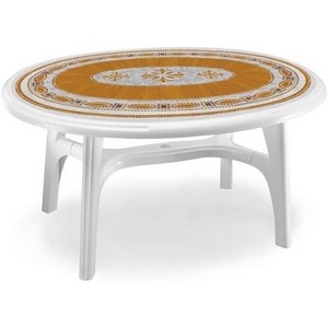 Стол пластиковый OVOLONE 1500 DECO TOP (цвет белый с мозаикой, овальный) 929