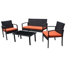 Комплект садовой мебели Бостон (черный, оранжевый) иск.ротанг