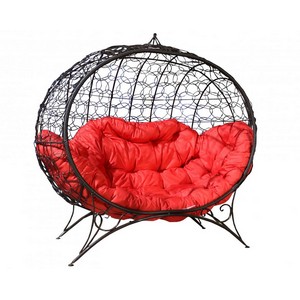 Кресло на подставке Улей (коричневый, подушка красная) MG23-МТ001