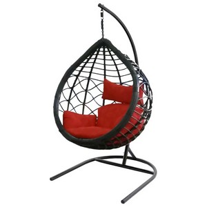Кресло подвесное Вирджиния D3414-МТ002, цвет: корзина - черный, подушка - красный