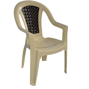 Кресло пластиковое Элен (бежевое с коричневой вставкой)