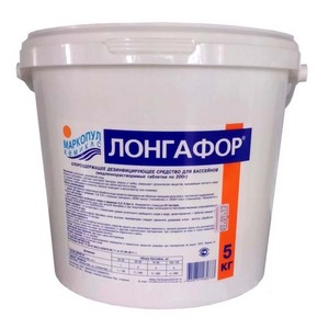 ЛОНГАФОР 5 кг ведро, табл. 100гр, медленнорастворимый хлор для непрерывной дезинфекции воды