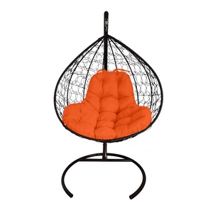 Подвесное кресло иск.ротанг Кокон XL (чёрный-оранжевый)