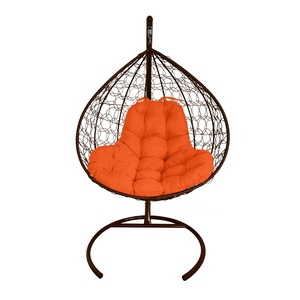 Подвесное кресло иск.ротанг Кокон XL (коричневый-оранжевый)