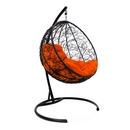Подвесное кресло Круглый Ротанг (чёрный-оранжевый) иск.ротанг